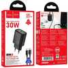 Laadija Hoco N63, USB A + USB C, QC3.0 PD 3A, 30W, USB C kuni USB C kaabel, must