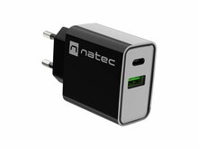Laadija Natec Ribera, USB-A + USB-C, 20W, must