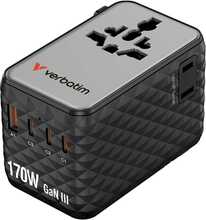 Reisilaadija Verbatim 30190, GaN 2xUSB-A, 3xUSB-C, 170W, must