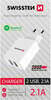 Reisilaadija Swissten Smart Travel Charger 2x USB-A 2.1A, valge