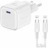 Reisilaadija Swissten GaN, USB-C 35W PD, 1.2m kaabel, valge