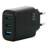 Laadija Mobilis 001364, universaalne, 65W, 2USB-C + 1USB-A, must