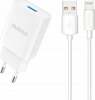 Seinalaadija Dudao A4EU, USB-A 2.1A, koos Lightning kaabliga, valge