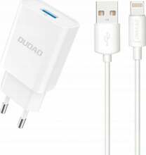 Seinalaadija Dudao A4EU, USB-A 2.1A, koos Lightning kaabliga, valge