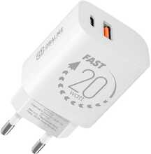 Seinalaadija Obal:Me USB-A + USB-C, 20 W, valge