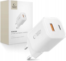 Seinalaadija Tech-Protect NCM33W, 2 porti, PD33W/QC3.0, valge
