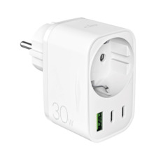 Seinalaadija Puro 30W, 2x USB-C + 1x USB-A, Schuko pistik, valge
