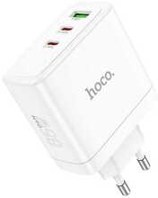 Telefoni laadija Hoco N30, 2x USB-C + USB-A, GaN, QC PD, 65W, valge