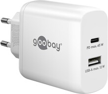 Kiirlaadija Goobay 65412 USB-C PD Dual, 45 W, valge