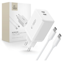Laadija Tech Protect NC45W-GAN, 2 pordiga, PD45W, C-tüüpi kaabel, valge
