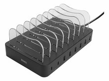 USB laadimisjaam Deltaco DPS-0201, 6x USB-A, 2x USB-C PD, 75 W, must