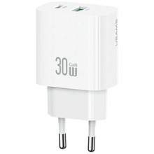 Seinalaadija USAMS CC316 T65, 30W, 1xUSB-C, 1xUSB-A, valge