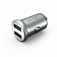 Autolaadija Swissten SW-CCH-ME.4.8A, 2x USB, 4.8A, hõbe