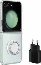 Korpus Samsung Galaxy Z Flip 5 Starter Pack, läbipaistev, koos 25W USB-C laadijaga