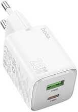 Telefoni laadija Hoco N41, USB A + USB C, QC3.0 PD, 3A, 20W, valge
