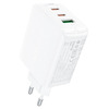 Seinalaadija Acefast A41, 2x USB-C + USB, GaN 65W, valge