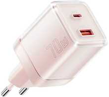 Seinalaadija Essager Yueqi 70W, USB-C + USB-A, roosa