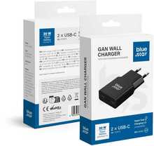 Reisilaadija Bluestar Slim GaN TFK-SC-30WCC, 2x USB-C, QC4.0, PD 3A, 30W, must