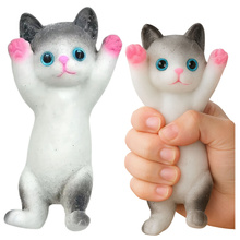 Sensorne pehme mänguasi kassipoeg Lean Toys, 13 x 6,5 cm, valge ja hall