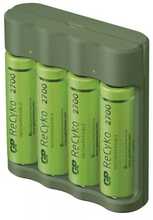 Akulaadija GP B421 koos 4x AAA 2100 mAh, 1.2 V, roheline