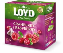 Taimne ja puuviljatee Loyd jõhvika ja vaarika maitsega, 20 x 2 g
