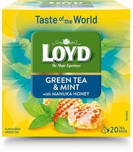 Aromatiseeritud roheline tee Loyd piparmündi ja Manuka mee maitsega, 20 x 1,7 g