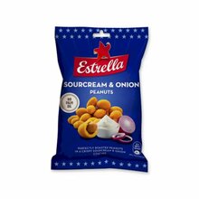 Röstitud maapähklid Estrella hapukoore ja sibula maitsega krõbeda koorega, 140 g