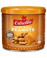 Röstitud maapähklid Estrella meega ja soolaga, metallpurk, 140 g