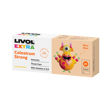 Toidulisand Livol Extra Colostrum Strong, sidruni maitsega, 20 pastilli