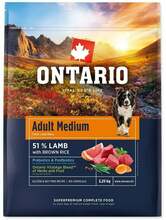 Kuivtoit koertele Ontario Adult Medium lambaliha ja pruun riis, 2.25 kg