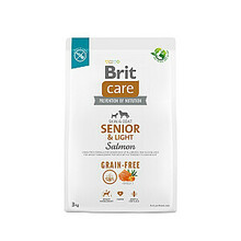 Kuivtoit vanematele koertele, kõik tõud, Brit Care Grain-free Senior & Light Salmon, 3 kg