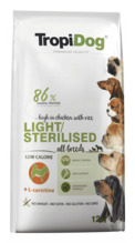 Kuivtoit koertele TropiDog Light Sterilised Adult kanaga, 12 kg