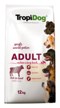 Kuivtoit koertele Tropidog Premium Adult Medium & Large veiseliha ja riisiga, 12 kg