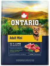 Kuivtoit koertele Ontario Adult Mini Lamb & Brown Rice, 2,25 kg