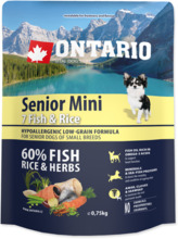 Kuivtoit koertele Ontario Dog Mini Senior Fish & Rice, 750 g