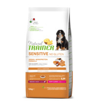 Kuivtoit koertele Natural Trainer Sensitive No Gluten Medium - Maxi, Puppy - Junior lõhega, 3 kg