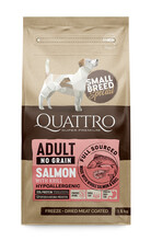Kuivtoit väikest tõugu täiskasvanud koertele Quattro Small Breed Adult lõhe ja krilliga, 1,5 kg