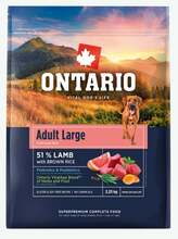 Kuivtoit koertele Ontario Adult Large lambaliha & pruun riis, 2.25 kg