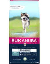 Kuivtoit täiskasvanud suurt tõugu koertele Eukanuba Grain Free Adult Large lambalihaga, 12 kg