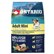 Kuivtoit koertele Ontario Adult Mini Fish & Rice, kala ja riisiga, 2,25 kg