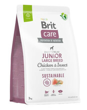 Kuivtoit koertele Brit Care Sustainable Junior Large Breed Chicken & Insect, kanaga, 3 kg