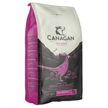 Kuivtoit koertele Canagan Highland Feast pardiliha, kalkuni, faasani ja lõhega, 2 kg
