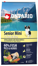 Kuivtoit koertele Ontario Dog Mini Senior Fish & Rice, 6,5 kg