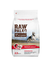 Kuivtoit veisega keskmist tõugu täiskasvanud koertele Raw Paleo Adult Medium, 2,5 kg