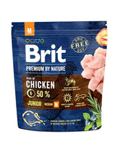 Kuivtoit koertele Brit Premium By Nature Junior Medium M kanaga, 1 kg