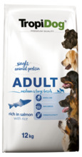 Kuivtoit koertele Tropidog Premium Adult Medium & Large lõhe ja riisiga, 12 kg
