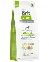 Kuivtoit koertele Brit Care Sustainable Adult Medium Breed kanaliha ja putukatega, 12 kg
