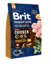 Kuivtoit koertele Brit Premium By Nature Senior Small Medium S/M kanaga, 3 kg