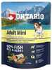 Kuivtoit koertele Ontario Dog Mini Adult Fish & Rice, 750 g
