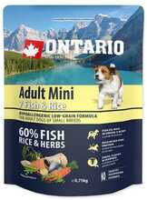 Kuivtoit koertele Ontario Dog Mini Adult Fish & Rice, 750 g